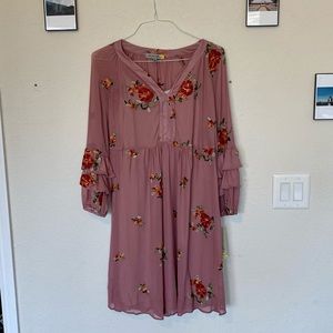 NWT Figueroa and Flower embroider mini dress, size M